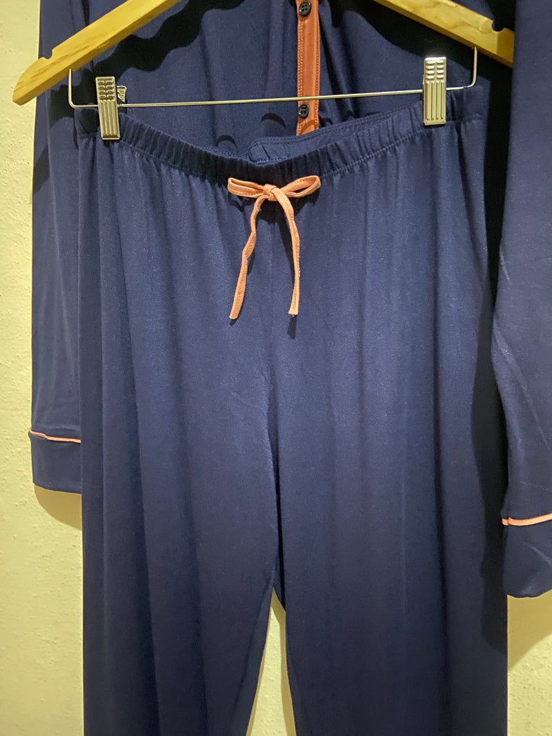 Pijama Longo Americano Azul Marinho