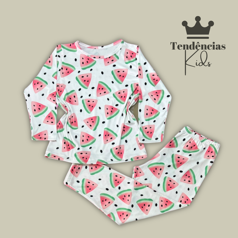 PIJAMA LONGO DE INVERNO INFANTIL FULL - MELANCIA